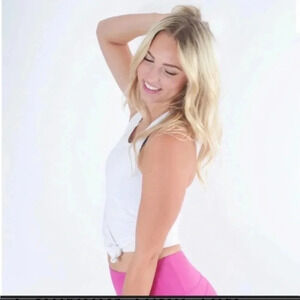 ZYIA‎ Active Yoga Tank Top Copper White Racerback Breathable Swiftly Run